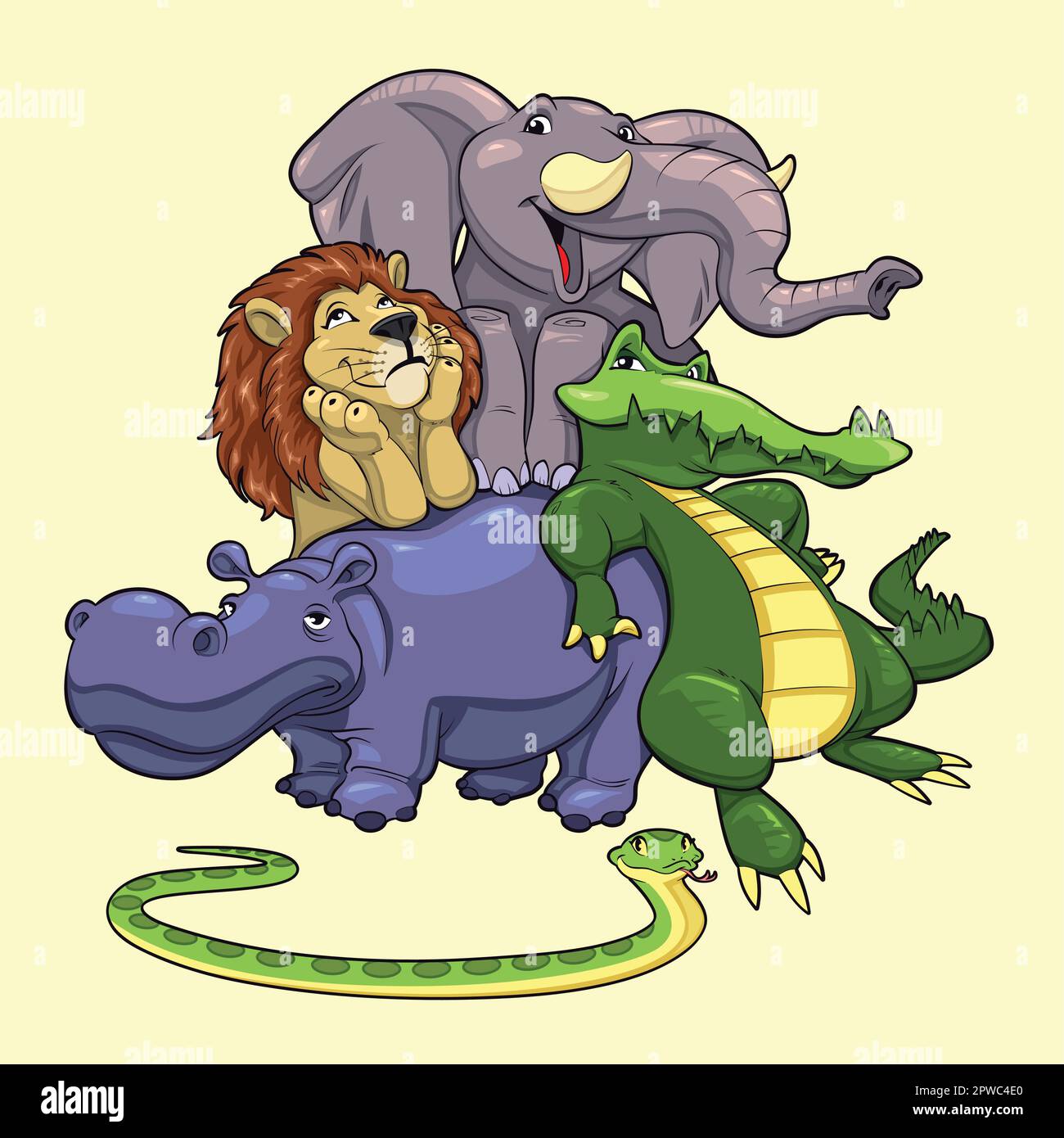 Groupe d'animaux de savane. Dessin animé et illustration vectorielle. Illustration de Vecteur