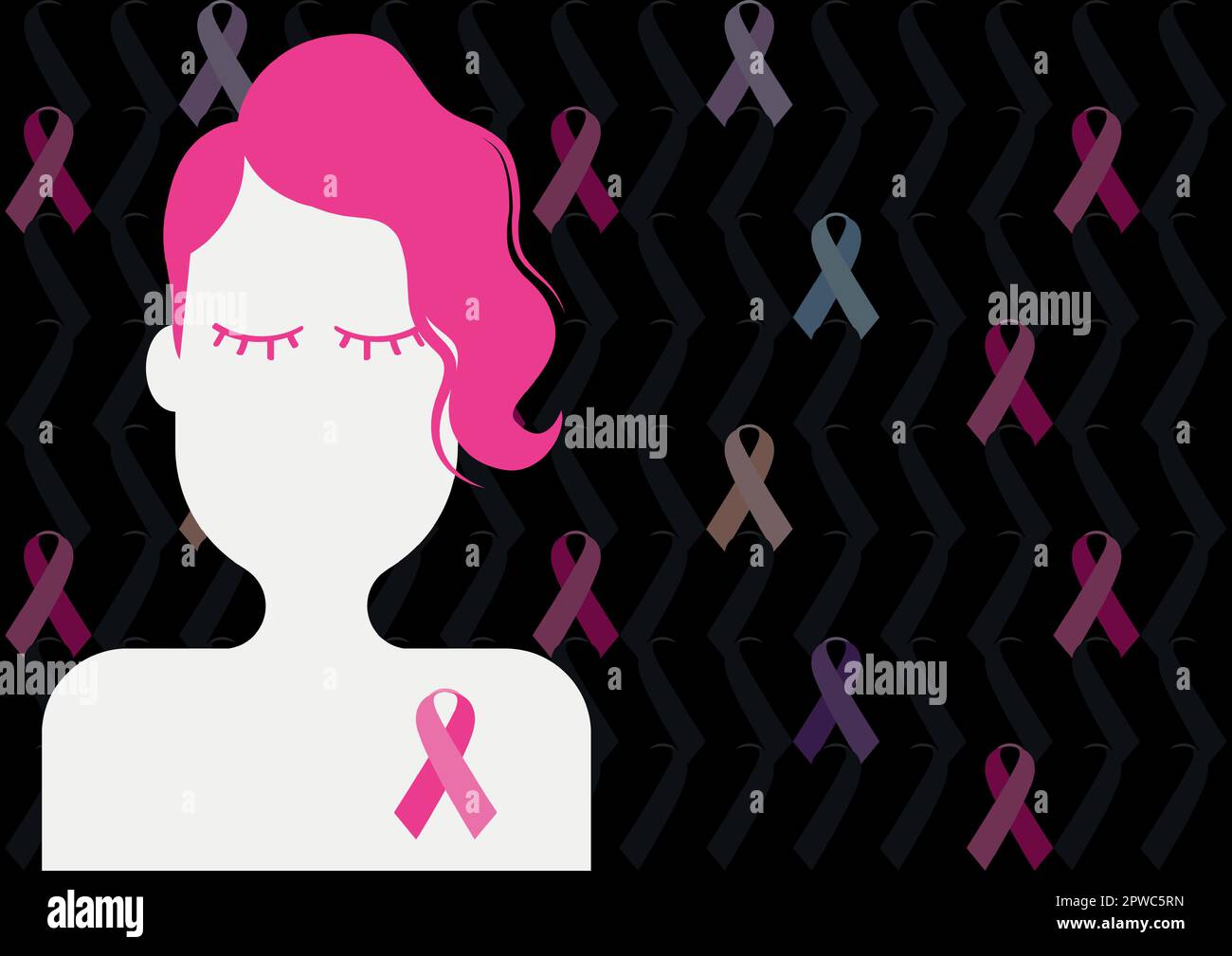 Femme avec symbole de cancer Illustration de Vecteur