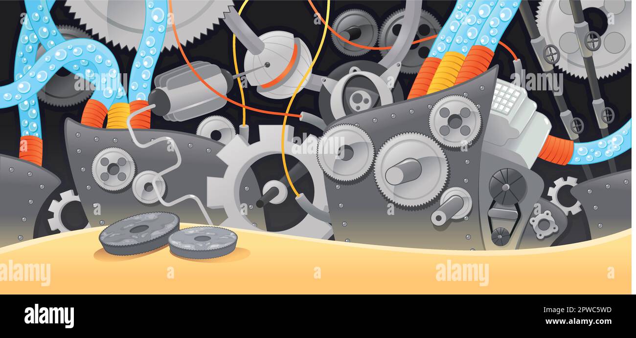 Divers types de mécanismes. Dessin animé drôle et illustration vectorielle. Illustration de Vecteur