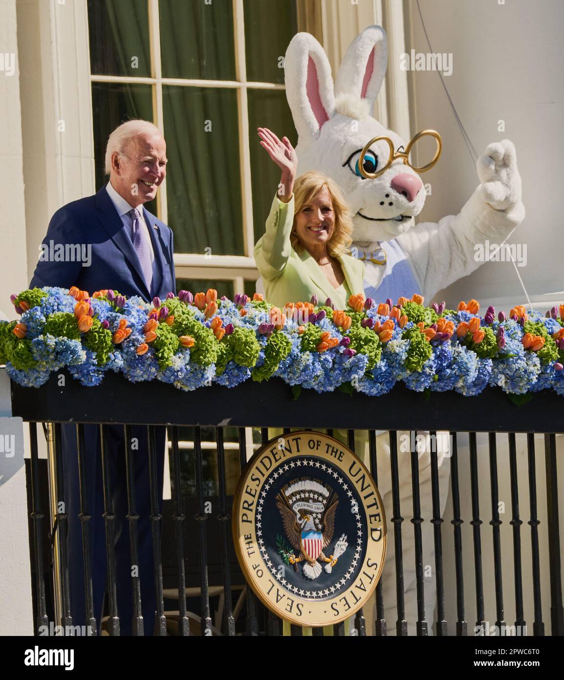 WASHINGTON, D.C., États-Unis - le 10 AVRIL 2023 : le président Joe Biden et la première dame Jill Biden assistent à la cérémonie annuelle des œufs de Pâques. Banque D'Images