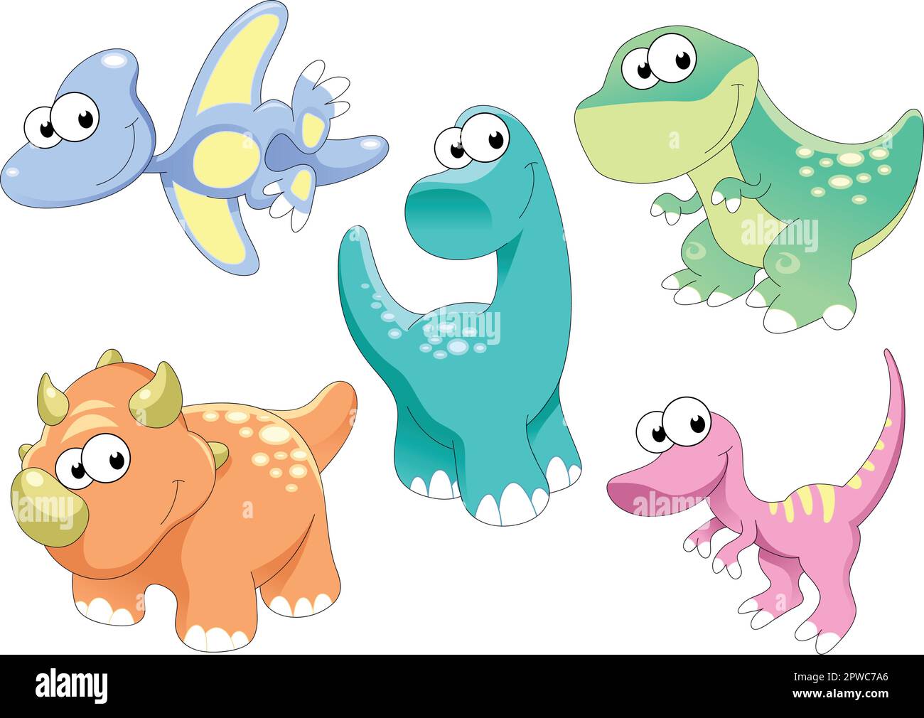 Dinosaures famille, dessins animés et personnages vectoriels Illustration de Vecteur