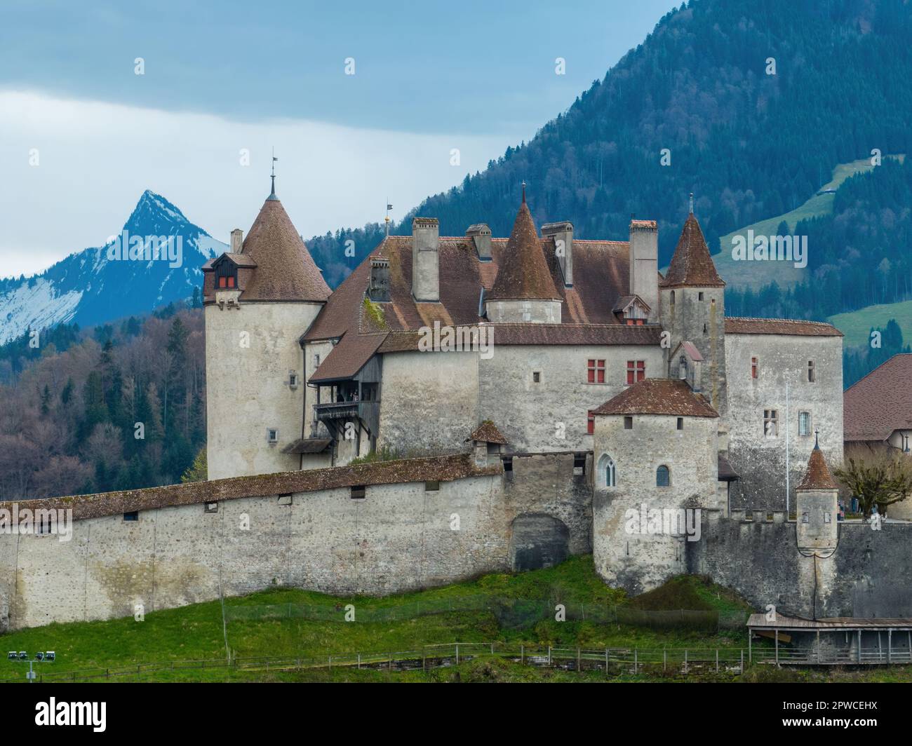 Le célèbre château de Gruyere en Suisse s'appelle également Schloss Grayerz Banque D'Images