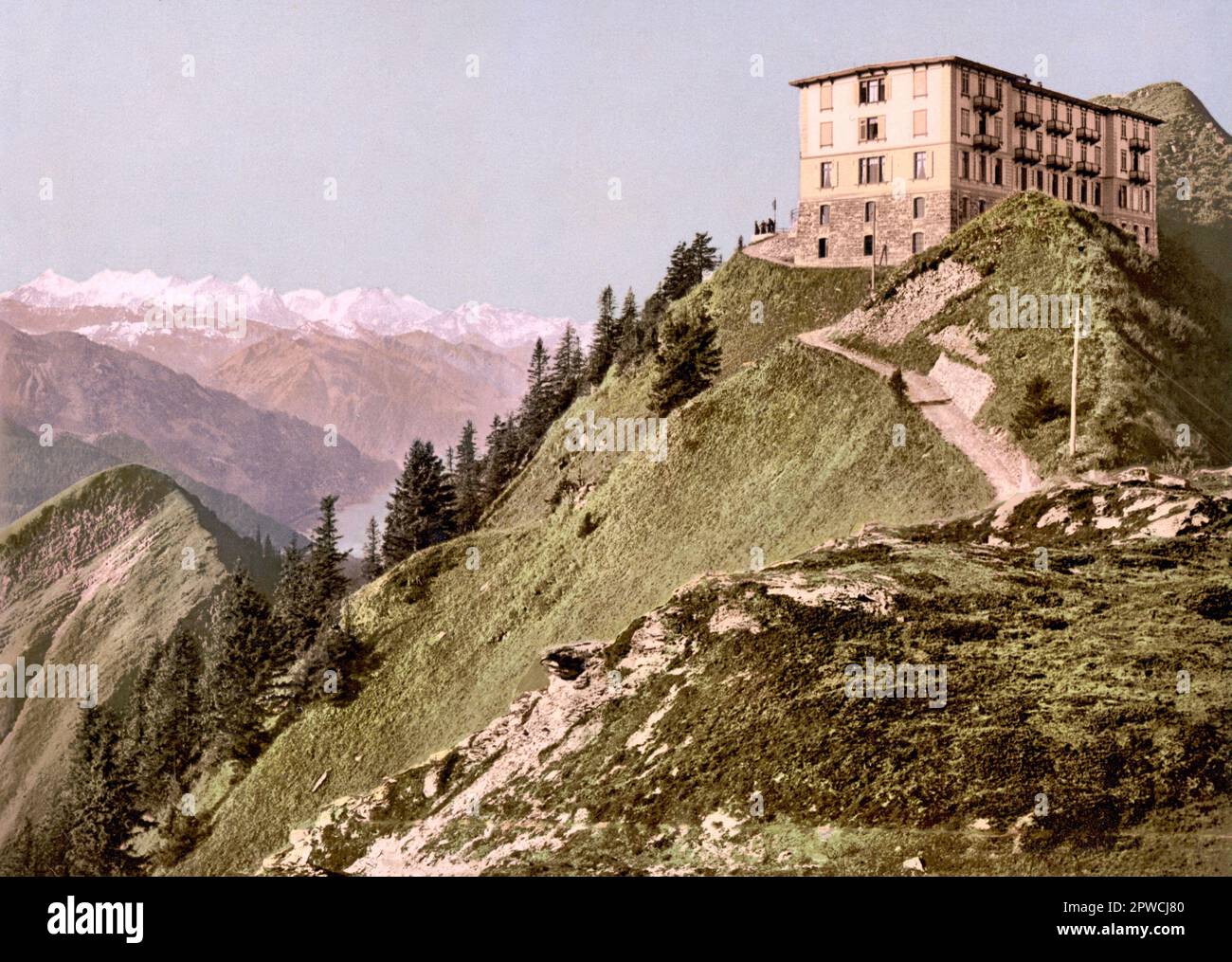 Hotel Stanserhorn, Stanserhorn, Nidwalden, Suisse 1890. Banque D'Images