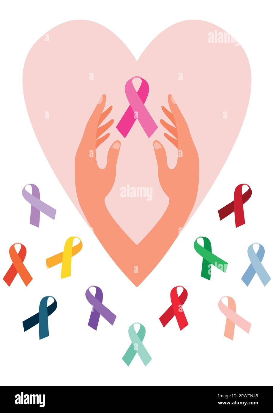 Symbole de protection des mains contre le cancer Illustration de Vecteur