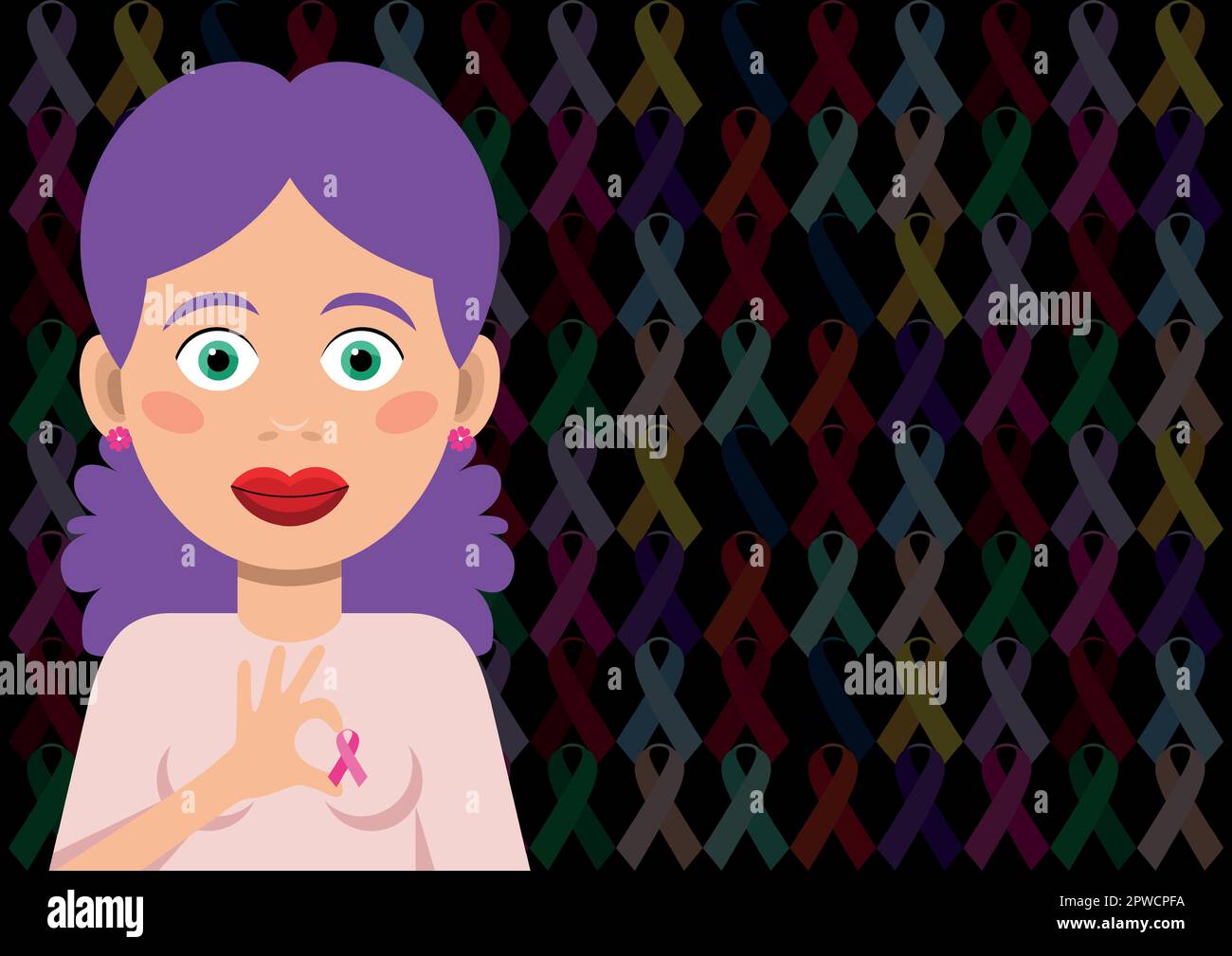 Femme avec symbole de cancer Illustration de Vecteur