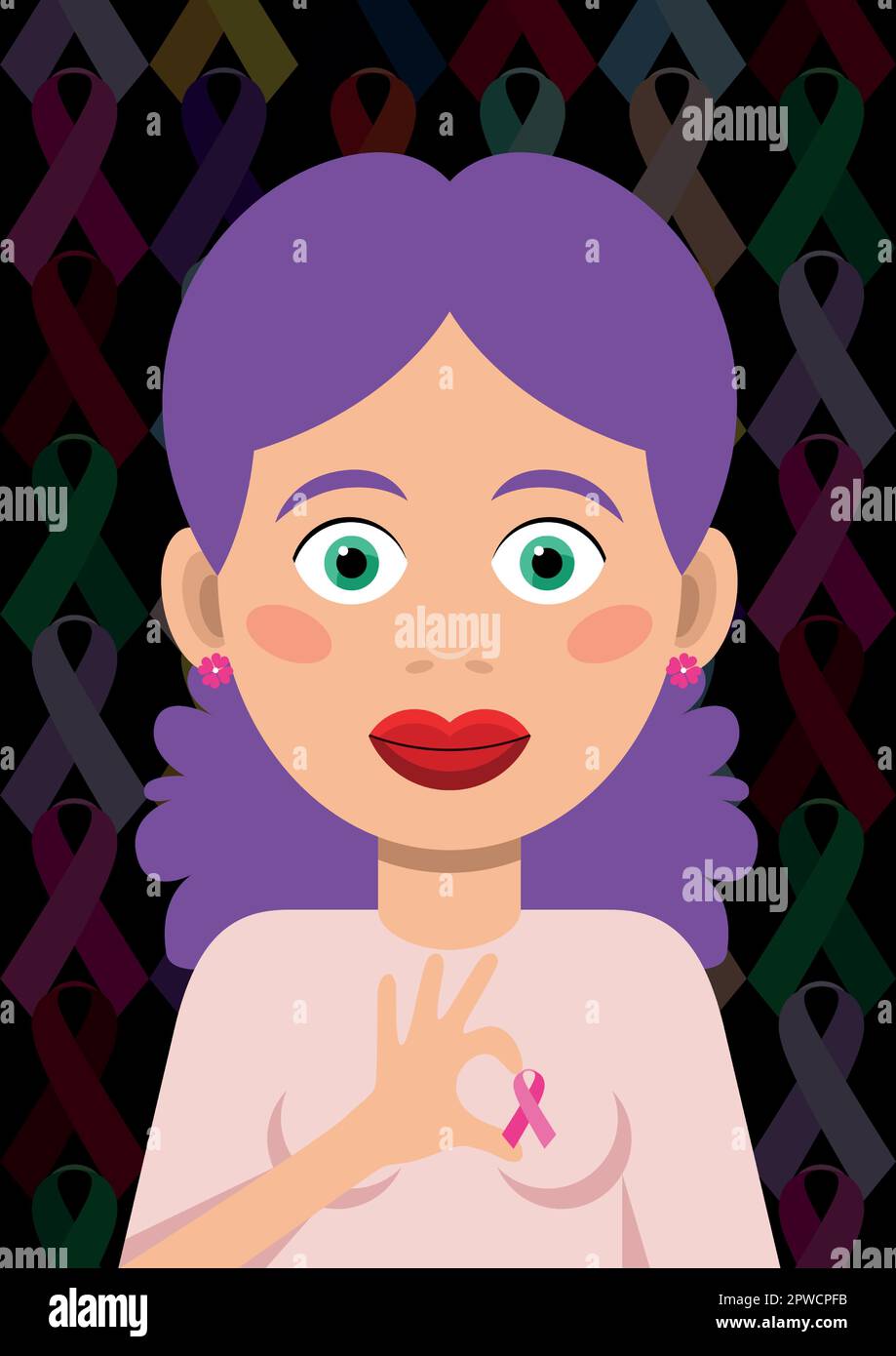 Femme avec symbole de cancer Illustration de Vecteur