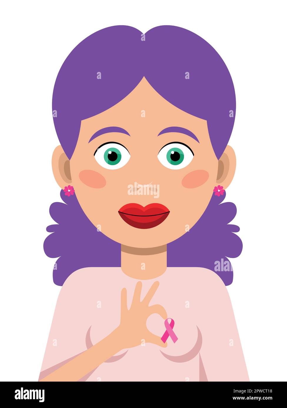 Femme avec symbole de cancer Illustration de Vecteur