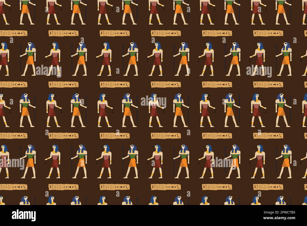 Motif Égypte antique sans couture. Sculptures hiéroglyphiques sur les murs extérieurs d'un ancien modèle égyptien. Peintures murales de l'Égypte ancienne. Grunge Égypte fond sans couture. Dieux égyptiens et motif pharaons Illustration de Vecteur