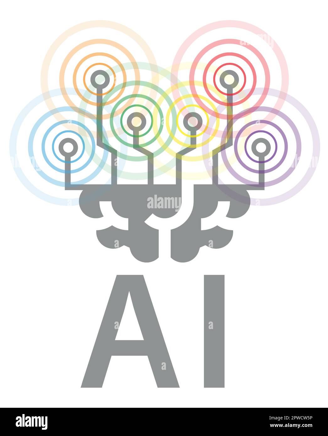 Cerveau avec intelligence artificielle Illustration de Vecteur