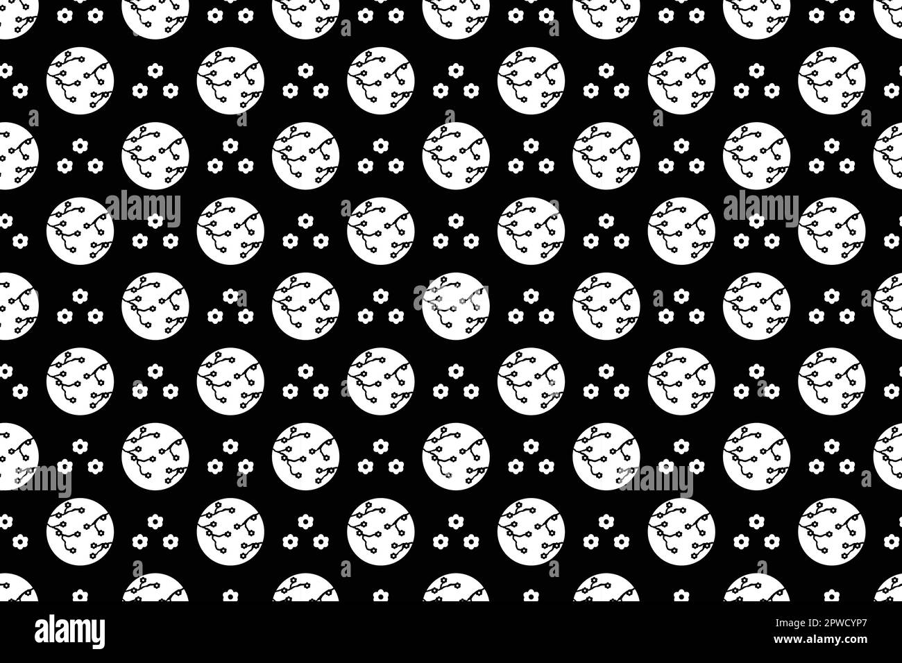 Motif sakura artistique chinois traditionnel. Dandinde sakura de style oriental. Concept de design pour le nouvel an, carte de mi-automne, poster, et conception de tissu. Tissu élégant dessiné à la main. Illustration de Vecteur
