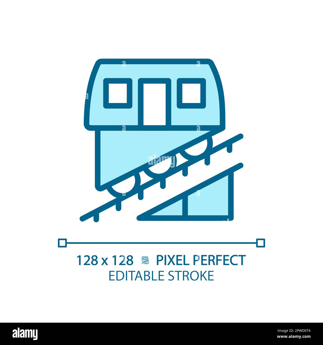 Icône de couleur RVB bleu parfait pour les pixels du funiculaire Illustration de Vecteur