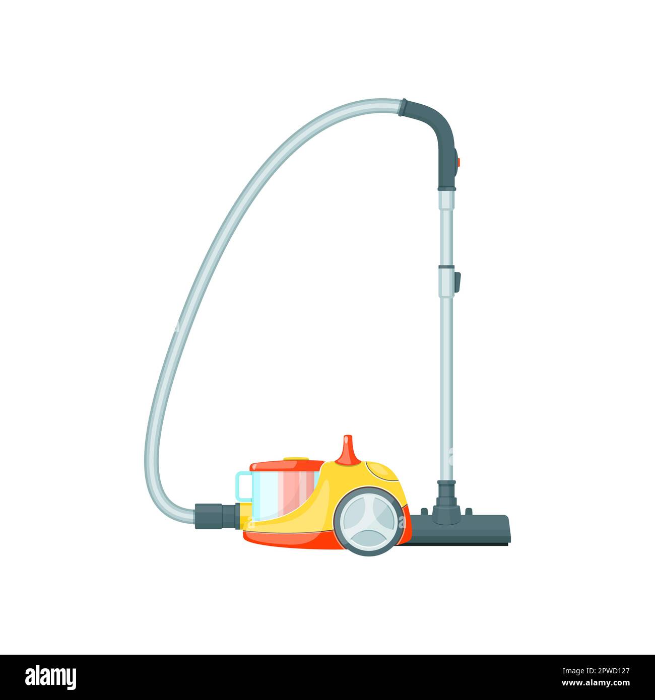 Illustration d'un aspirateur à réservoir ouvert jaune et orange Illustration de Vecteur