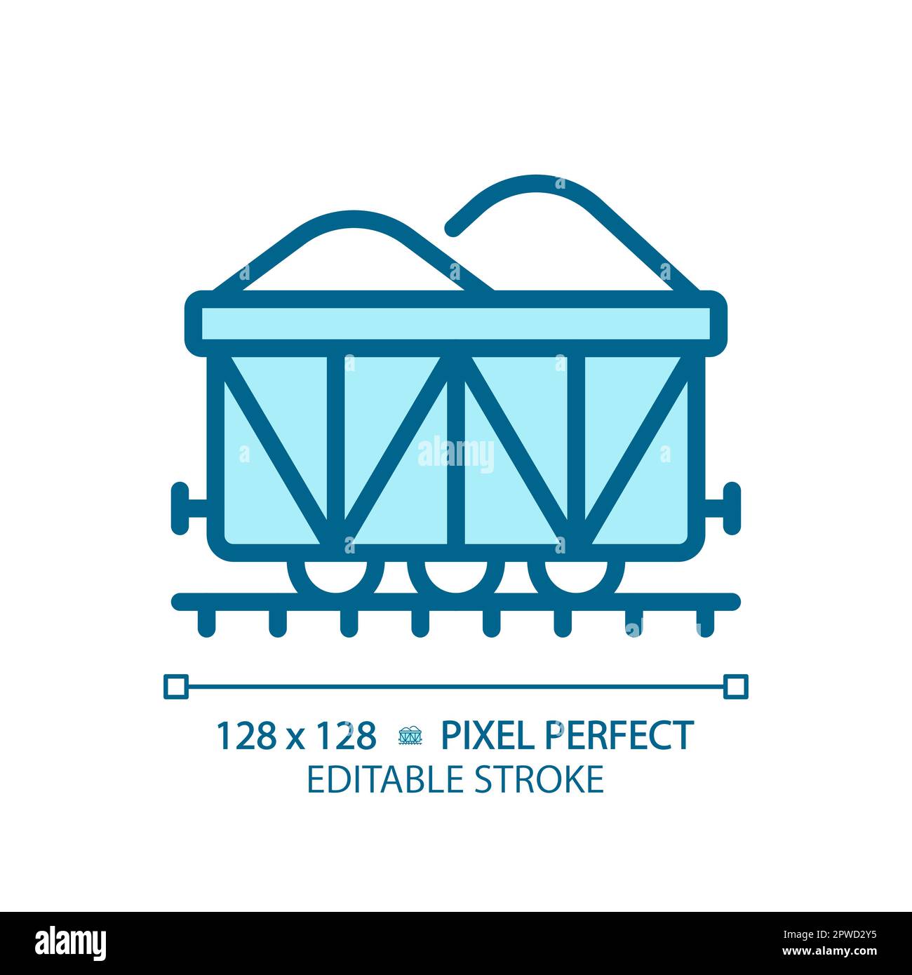 Icône de couleur RGB bleu parfait de pixel de chariot ouvert Illustration de Vecteur