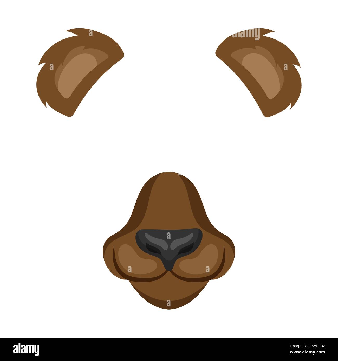 Masque pour animaux de l'ours grizzli brun pour la vidéo et la photo. Illustration vectorielle de filtres selfie avec oreilles et nez. Bande dessinée museau drôle Illustration de Vecteur