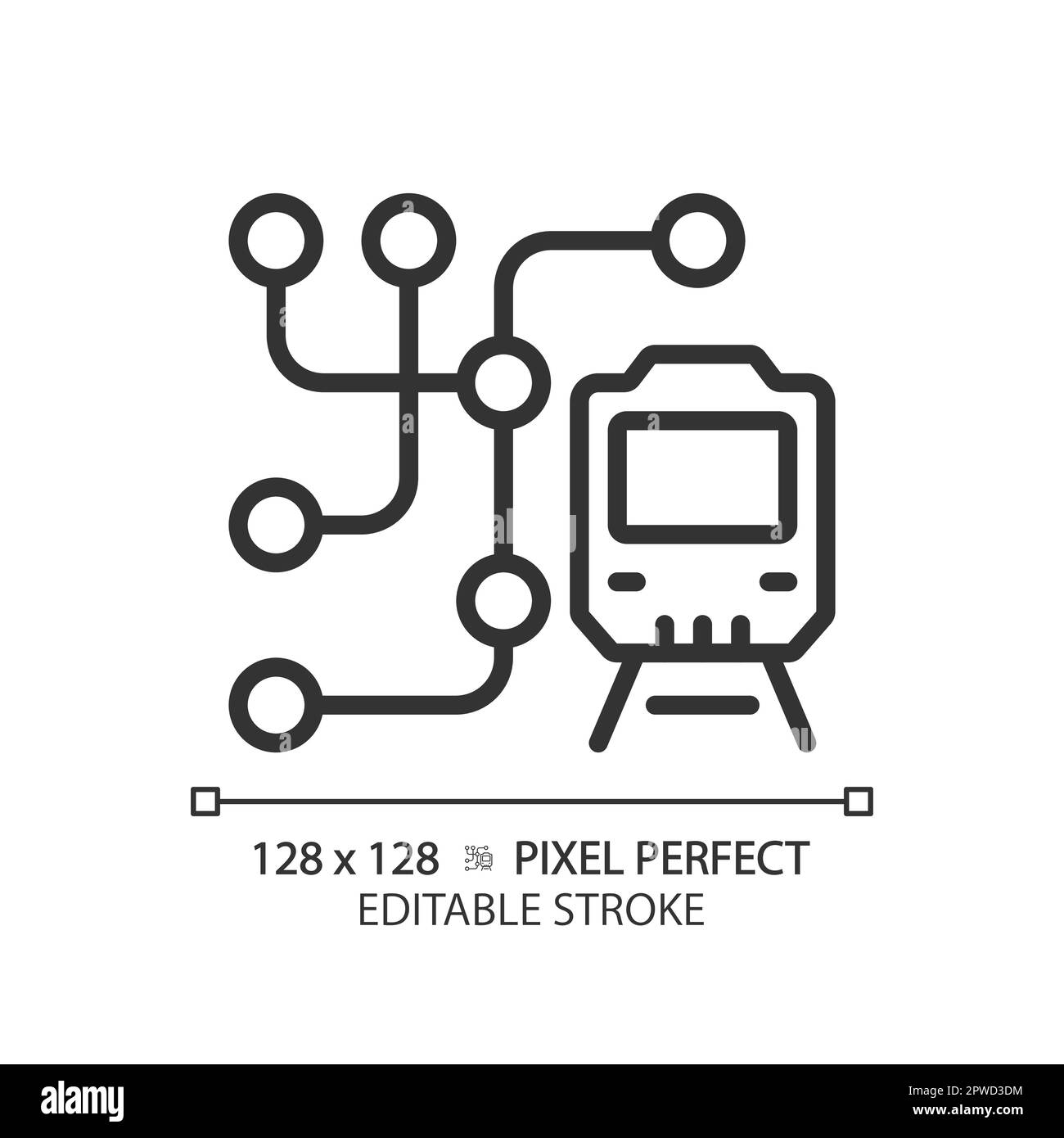Icône linéaire Perfect pixel de carte Metro Illustration de Vecteur