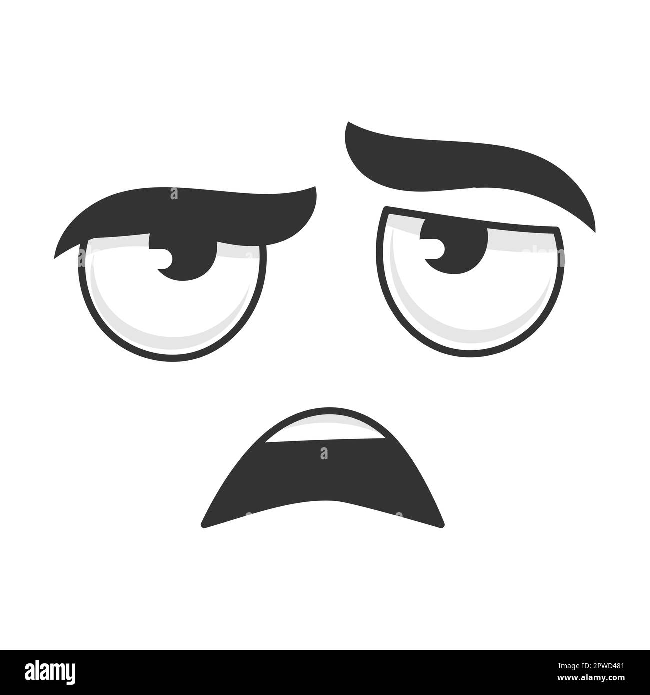 Expressions de l'illustration du vecteur de visage de dessin animé. Mignon, drôle, en colère, heureux, souriant comics visages avec les yeux et la bouche Illustration de Vecteur