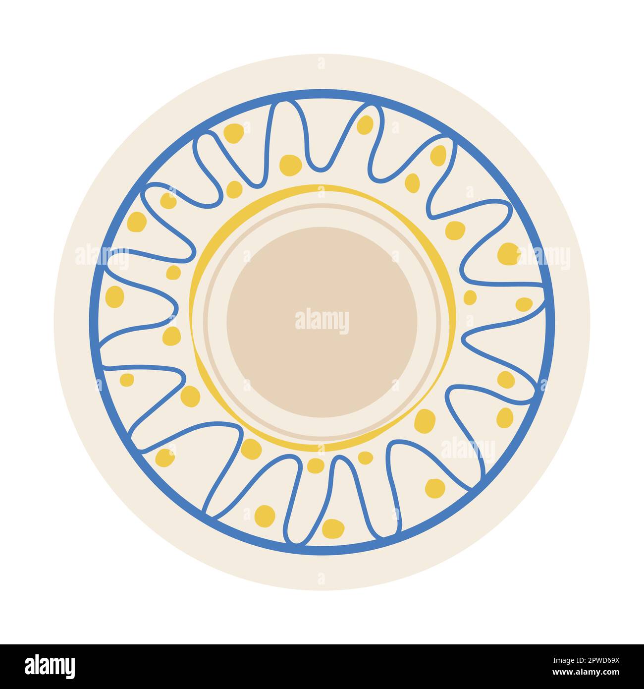 Vaisselle, assiette ronde pour la décoration sur fond blanc. Céramique maison poterie pour la cuisine Illustration de Vecteur