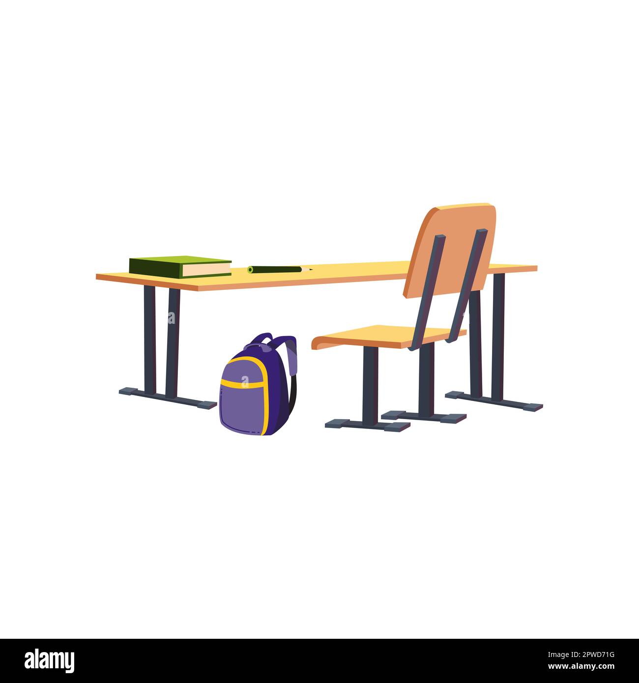 Bureau et chaise pour la salle de classe Illustration de Vecteur