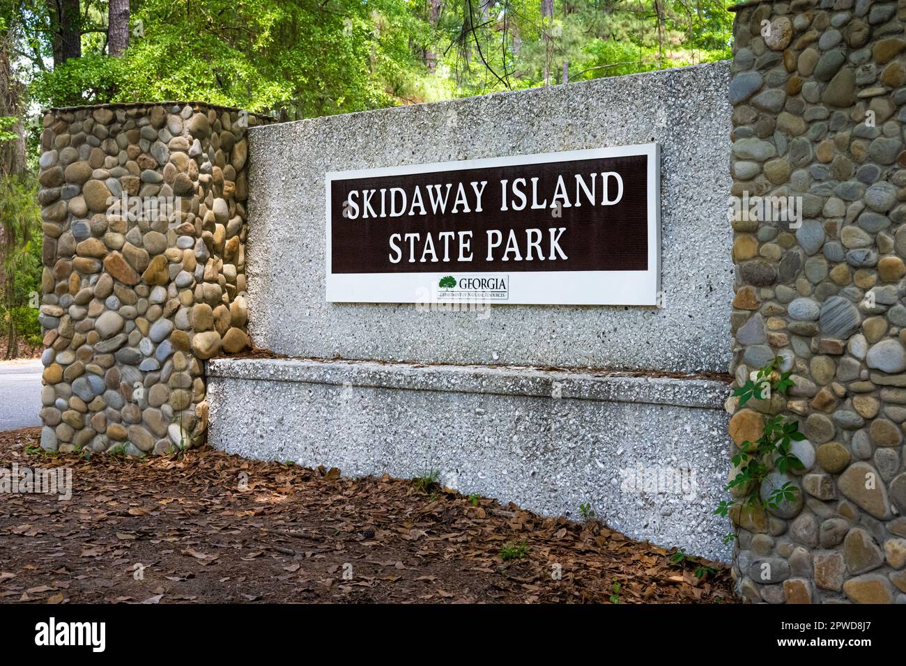 Panneau d'entrée au parc national de Skidaway Island à Savannah, Géorgie. (ÉTATS-UNIS) Banque D'Images