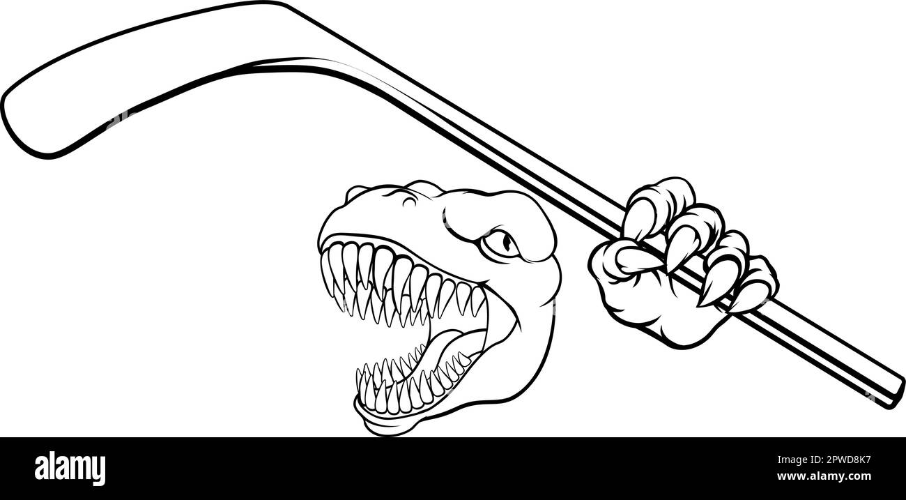 Joueur de Hockey sur glace dinosaure Sports Animal Mascot Illustration de Vecteur