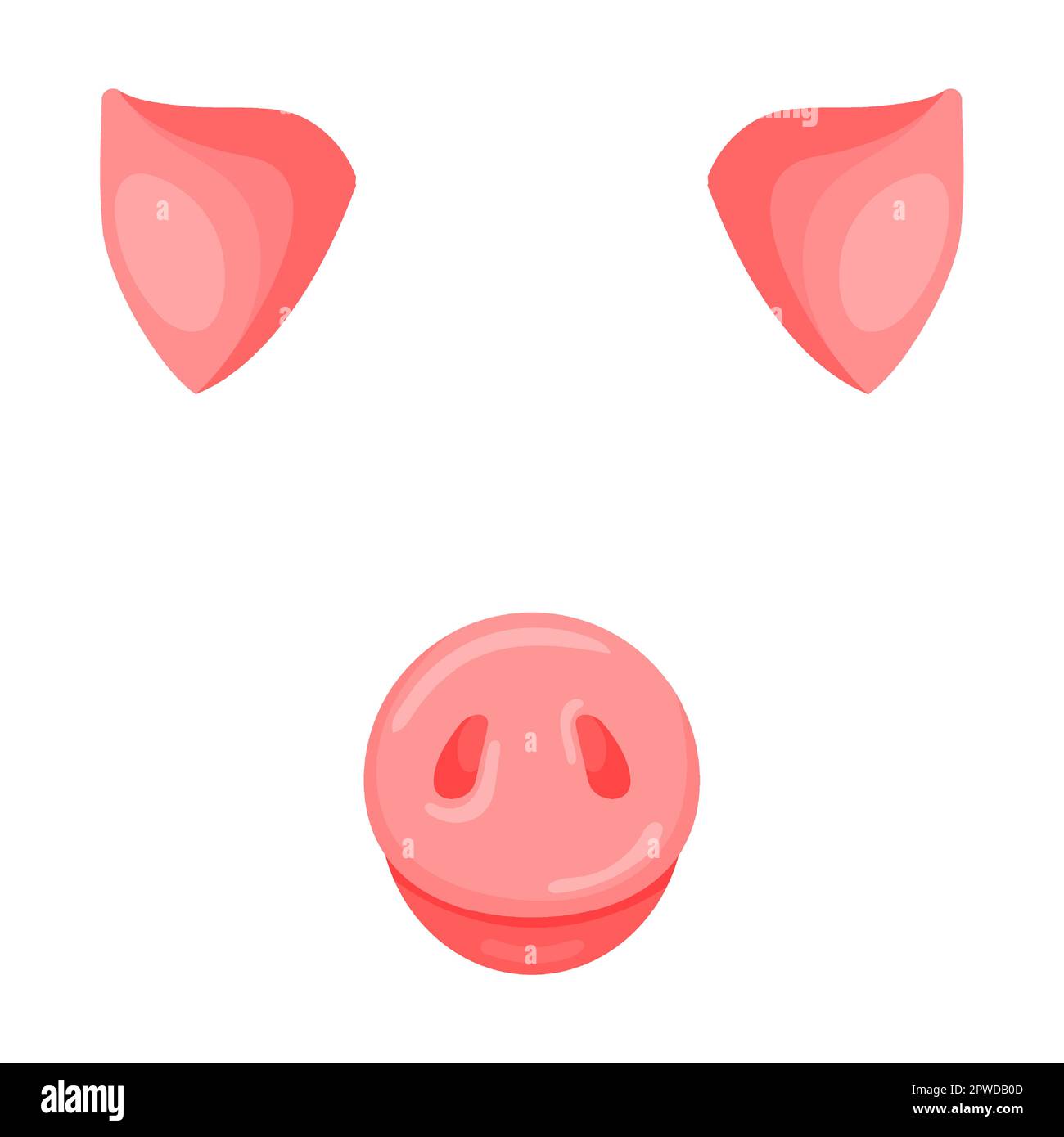 Masque de visage d'animal de porc rose avec porcelet pour vidéo et photo ensemble. Illustration vectorielle de filtres selfie avec oreilles et nez. Bande dessinée museau drôle Illustration de Vecteur