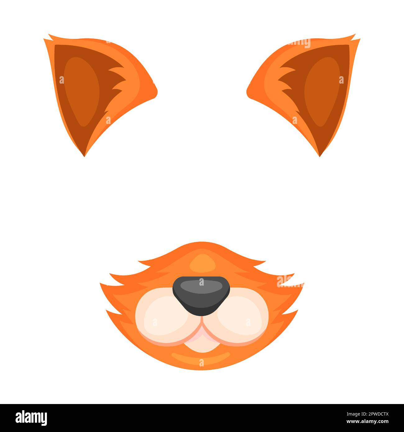 Masque de visage d'animal d'écureuil de forêt rouge pour la vidéo et la photo. Illustration vectorielle de filtres selfie avec oreilles et nez. Caricature drôle de museau isolé Illustration de Vecteur