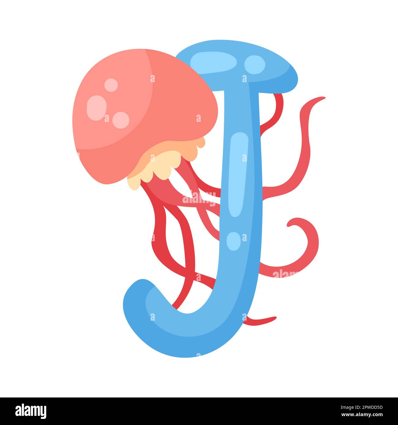 Illustration vectorielle de caractères jellyfish avec lettre j de l'alphabet Illustration de Vecteur