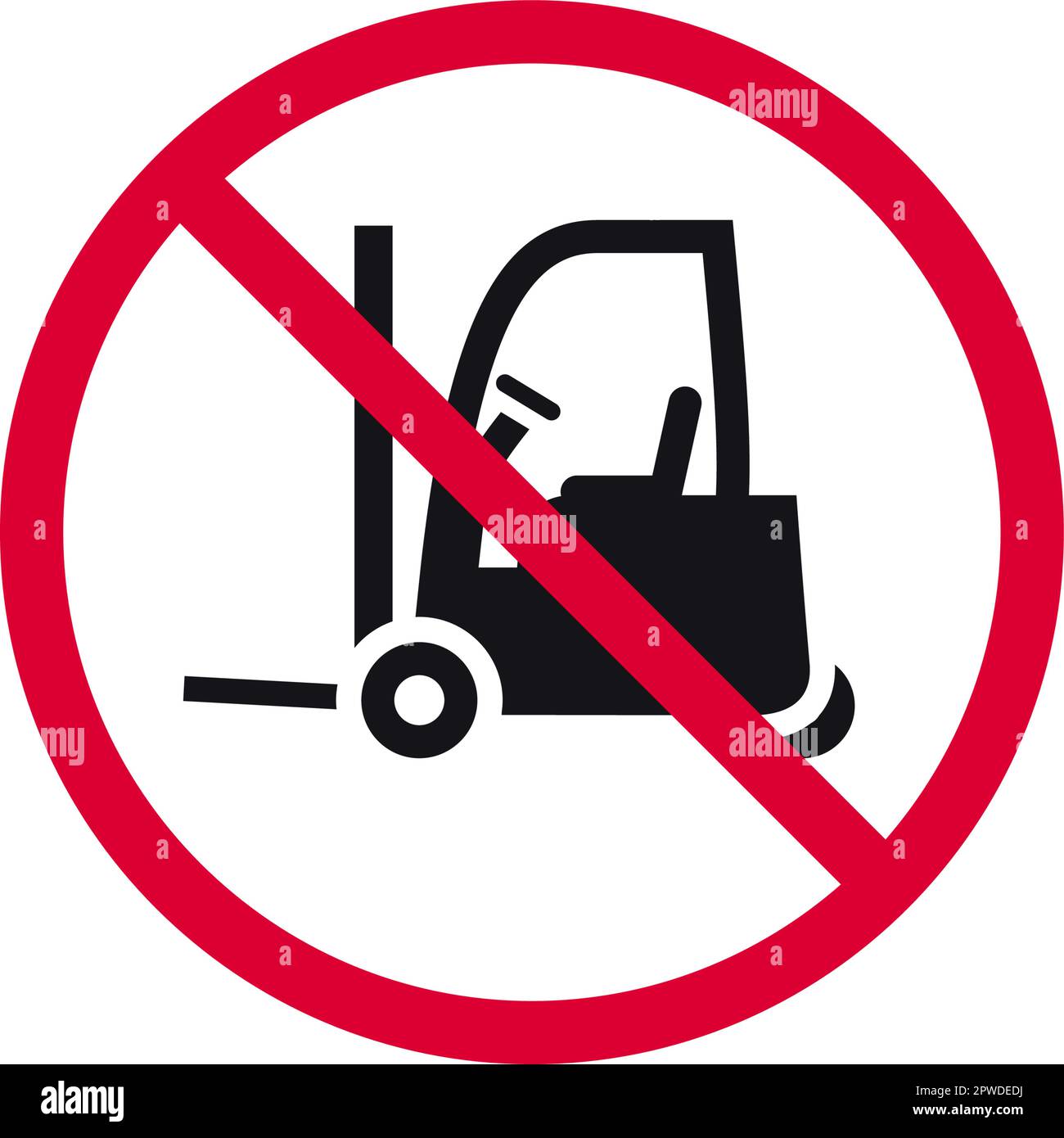 Pas de signe interdit de chariot élévateur, pas d'empileur interdit autocollant rond moderne, illustration vectorielle Illustration de Vecteur