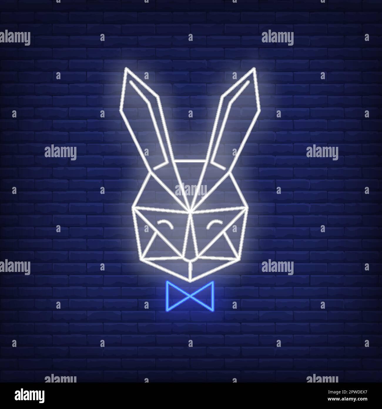 Signe de néon de lapin géométrique polygonal Illustration de Vecteur