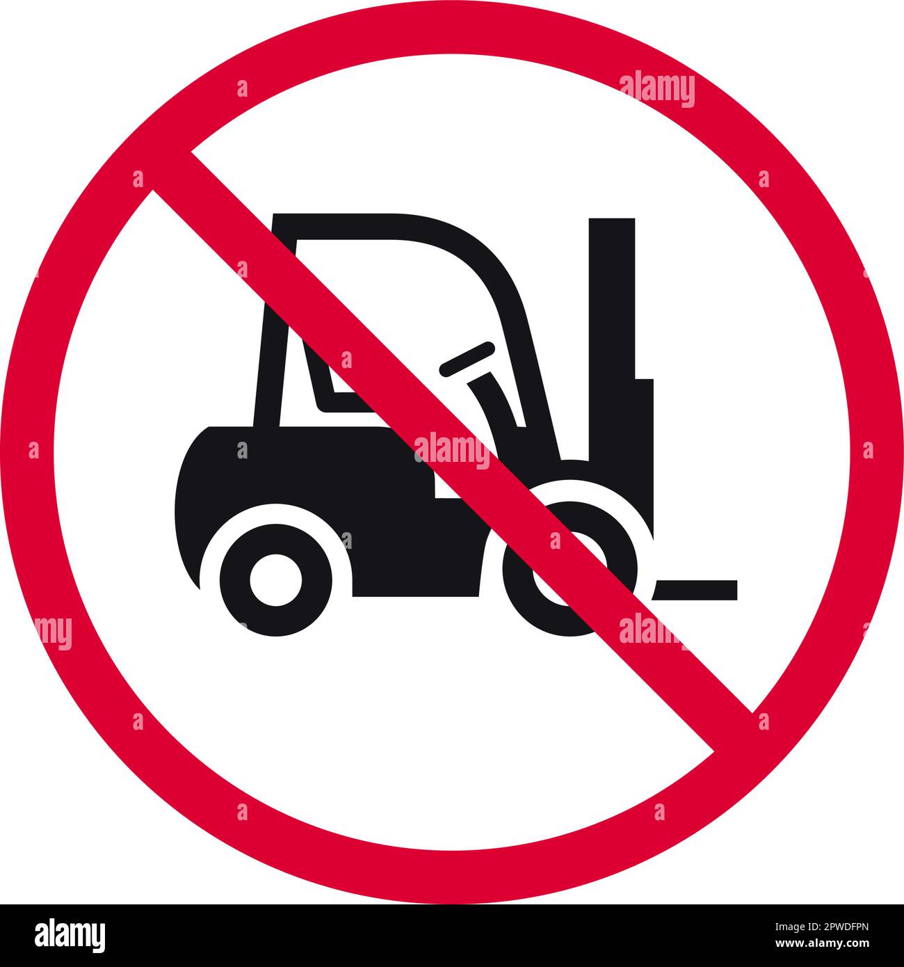 Pas de signe interdit de chariot élévateur, pas d'empileur interdit autocollant rond moderne, illustration vectorielle Illustration de Vecteur