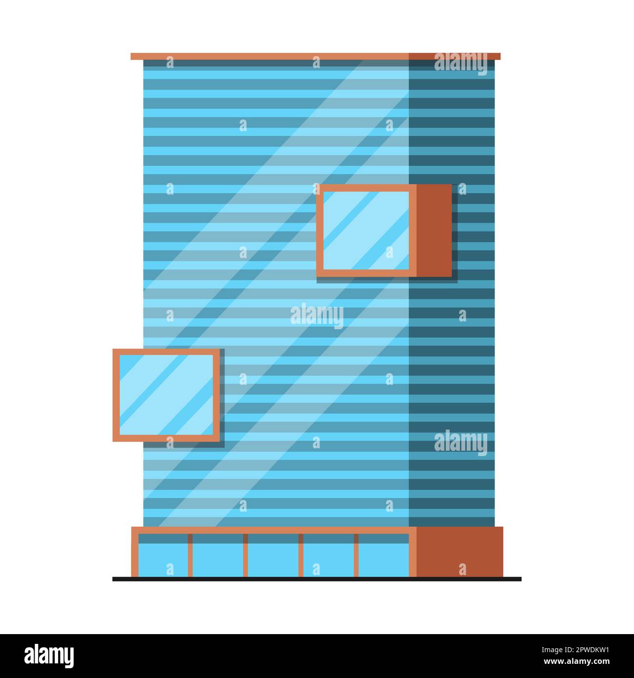 Création d'un bâtiment de grande hauteur, bureau ou appartement, illustration vectorielle. Gratte-ciel comme élément de la ville moderne pour le paysage urbain Illustration de Vecteur