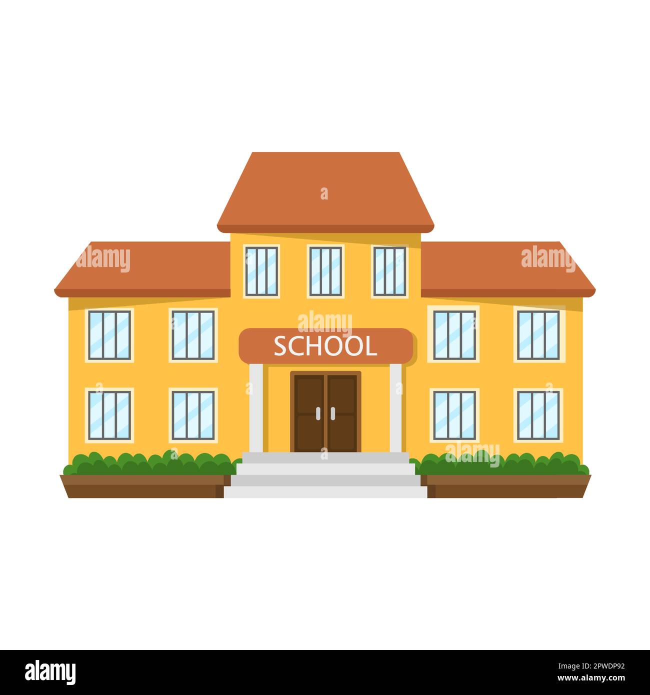 Construire l'école secondaire primaire. Illustration vectorielle ville, hôtel de ville. Extérieur du musée, de l'hôpital, du poste de police, du bureau de poste, du gouvernement, banque Illustration de Vecteur