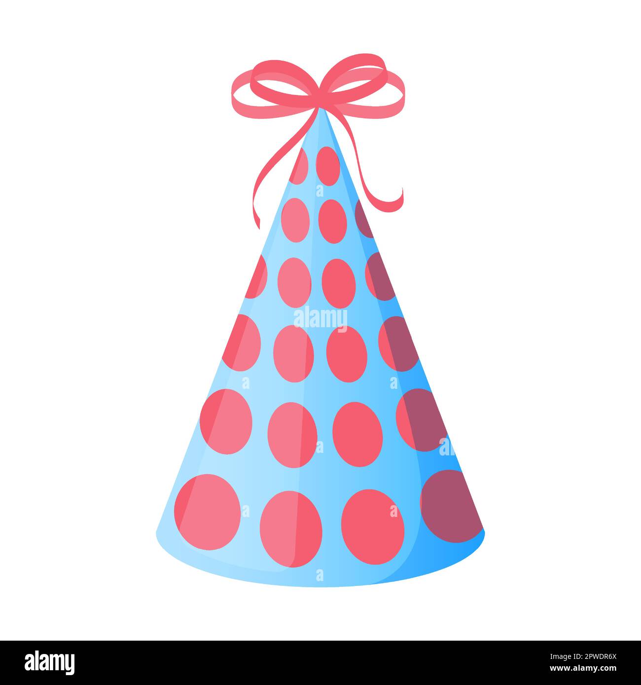 Chapeau cornet coloré avec ornement en grand cercle avec noeud sur le  dessus pour une fête d'anniversaire heureuse. Illustration vectorielle d'un  chapeau en papier pour enfants pour le carnaval Image Vectorielle Stock -