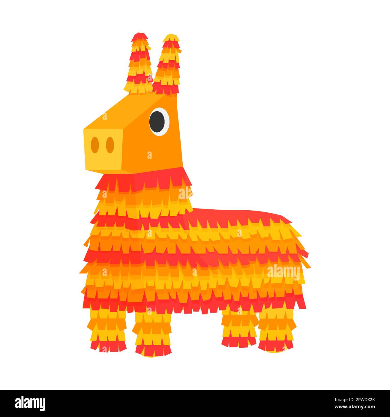 Joli pinata orange lama coloré pour les fêtes, illustration vectorielle. Jouet en papier mexicain avec gâteries à l'intérieur en forme d'âne, bonbons pour l'anniversaire Illustration de Vecteur