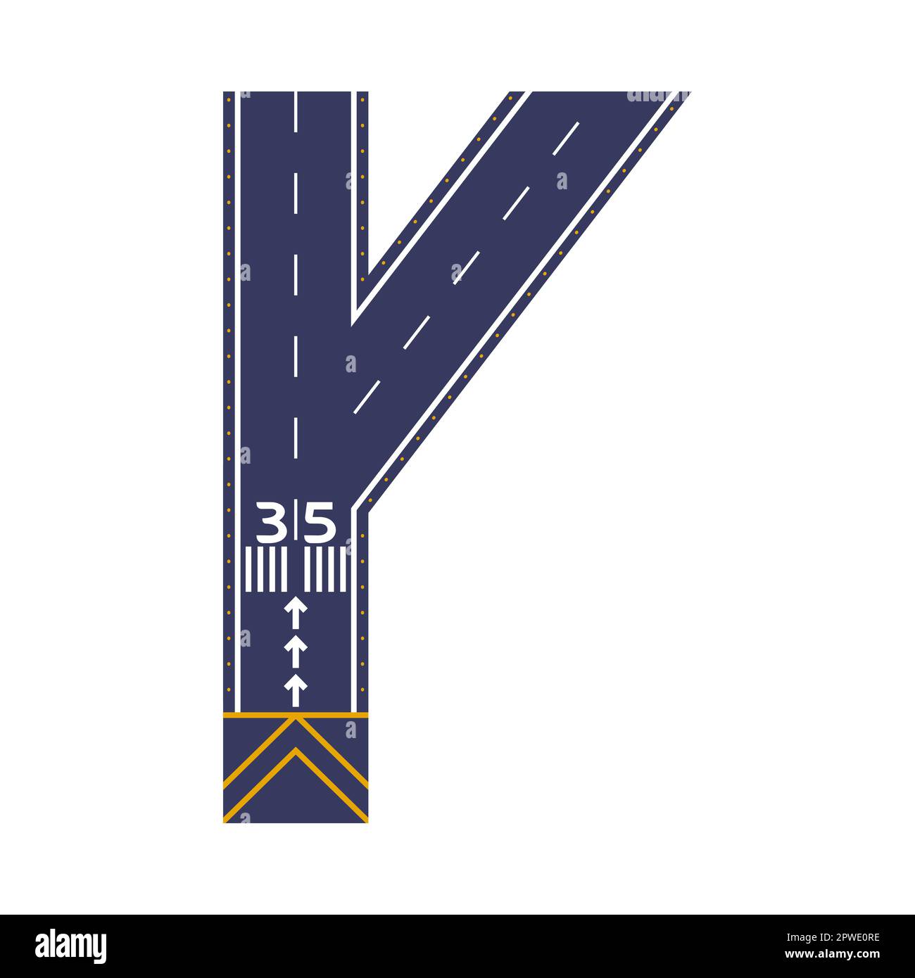 Piste en V ouverte de l'aéroport pour l'illustration du dessin animé de l'avion d'atterrissage Illustration de Vecteur