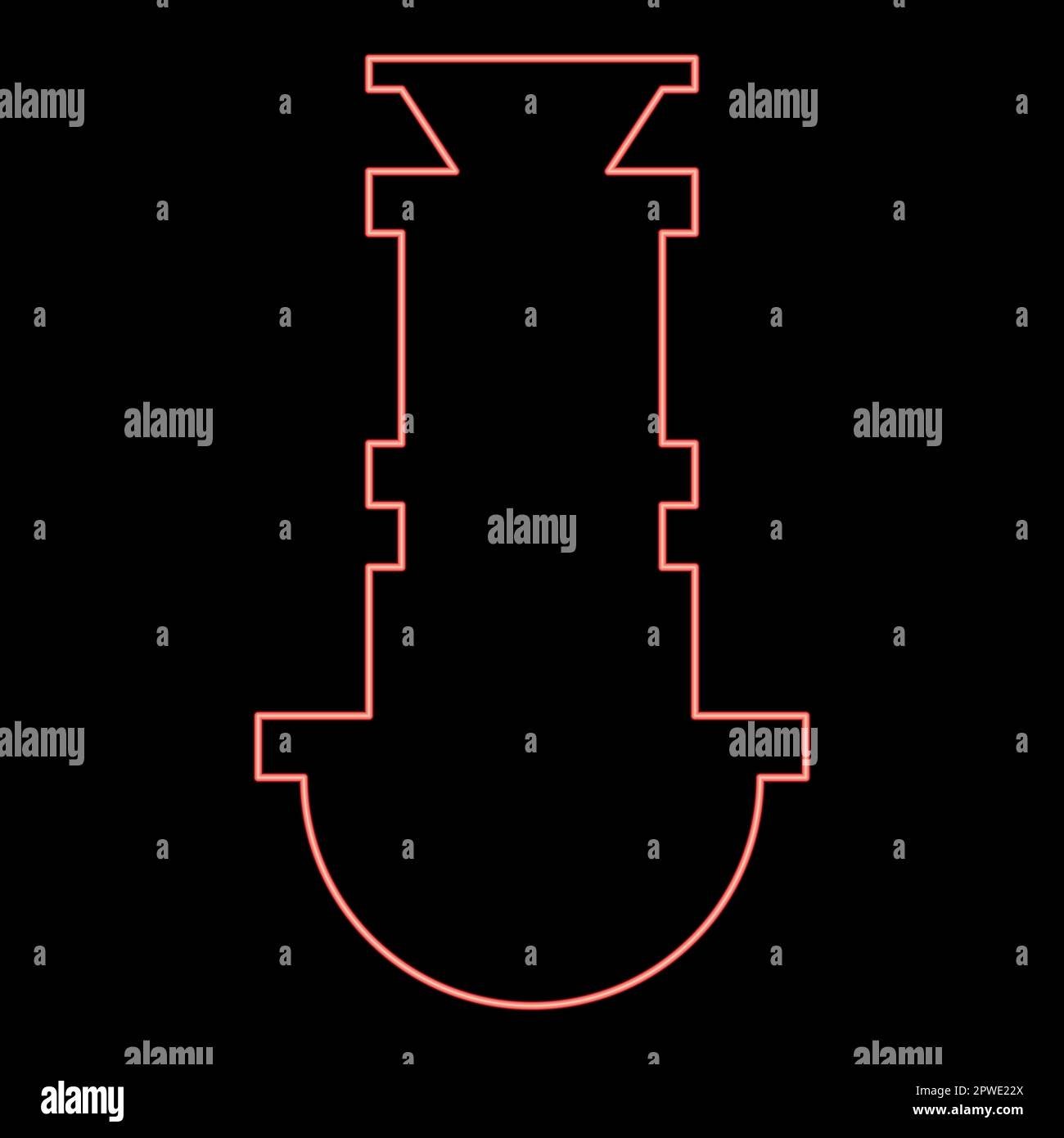 Siphon au néon appareils de plomberie évacuation d'égout sous évier cousu couleur rouge vecteur d'illustration image lumière plate de style Illustration de Vecteur