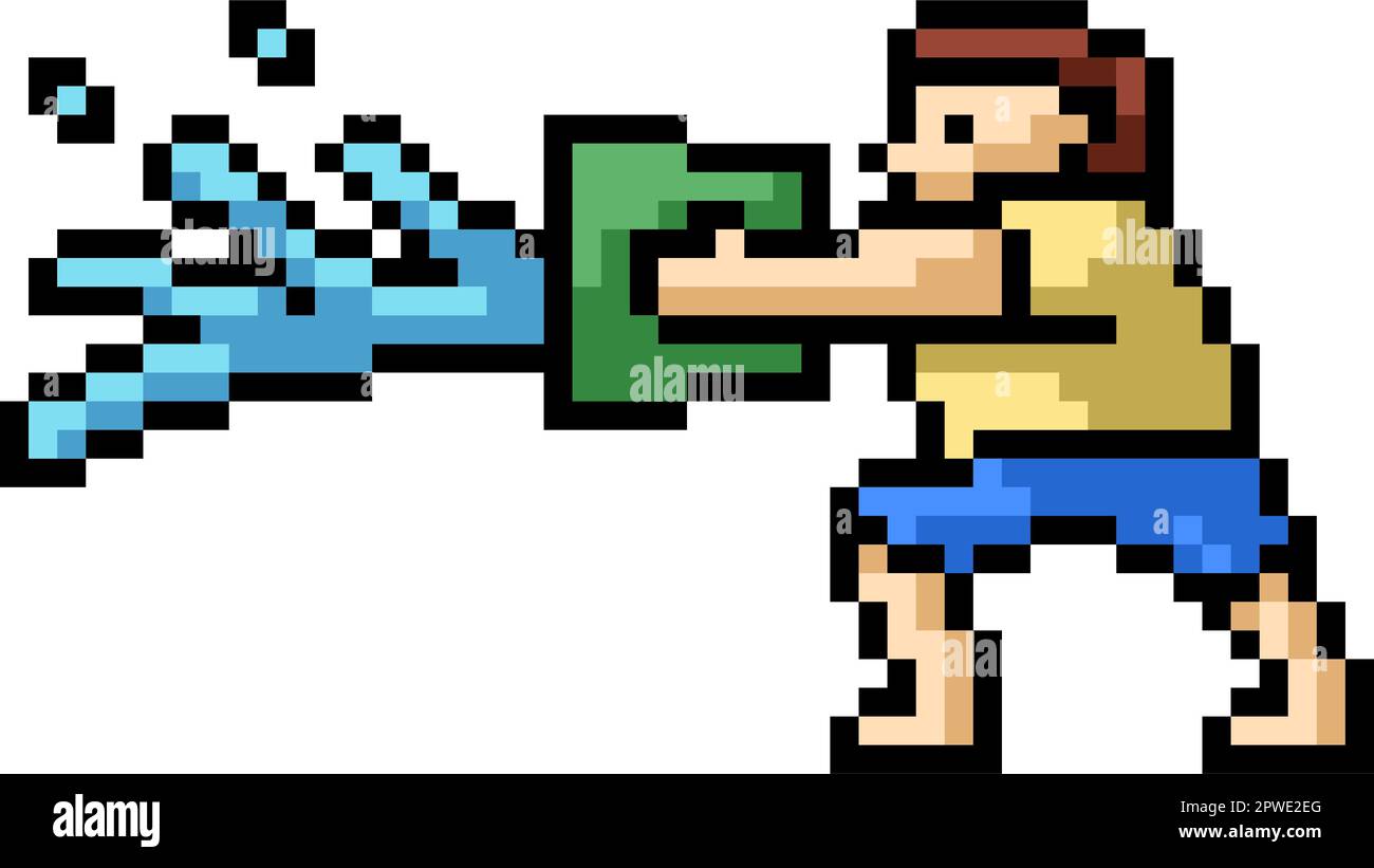 pixel art de l'homme jouer l'eau Illustration de Vecteur