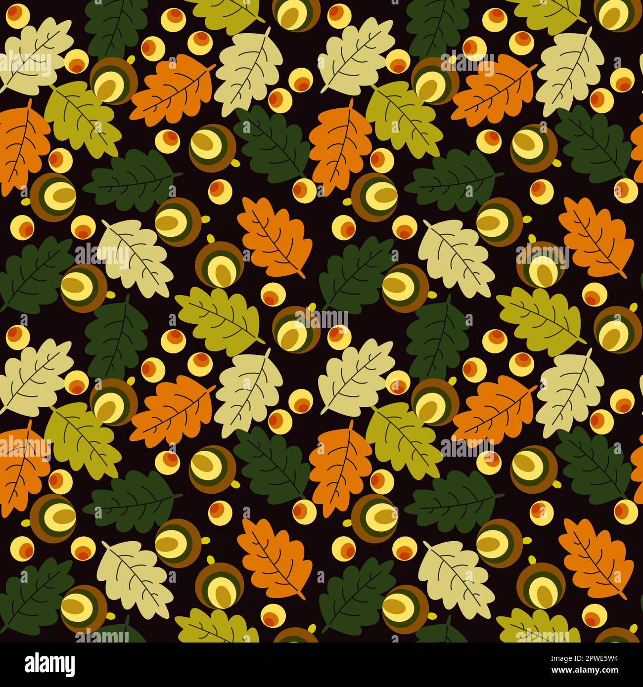 Motif fleuri sans couture avec feuilles de chêne d'automne et illustration vectorielle de noix Illustration de Vecteur