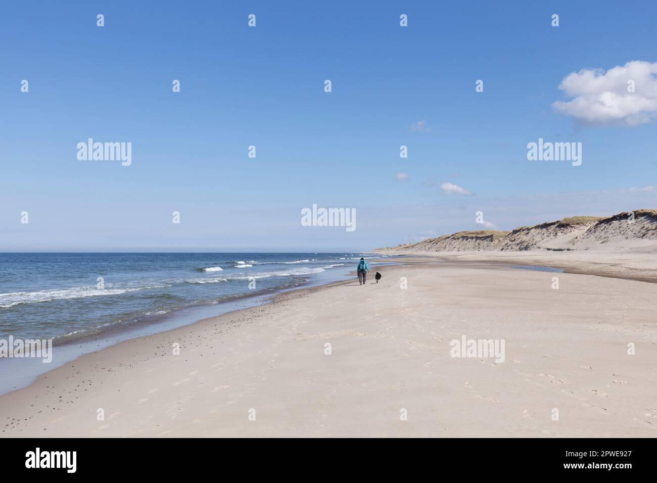 Spaziergänger am Meer, Spaziergänger mit Hund am Meer, Walkers au bord de la mer, marcheurs avec le chien au bord de la mer Banque D'Images