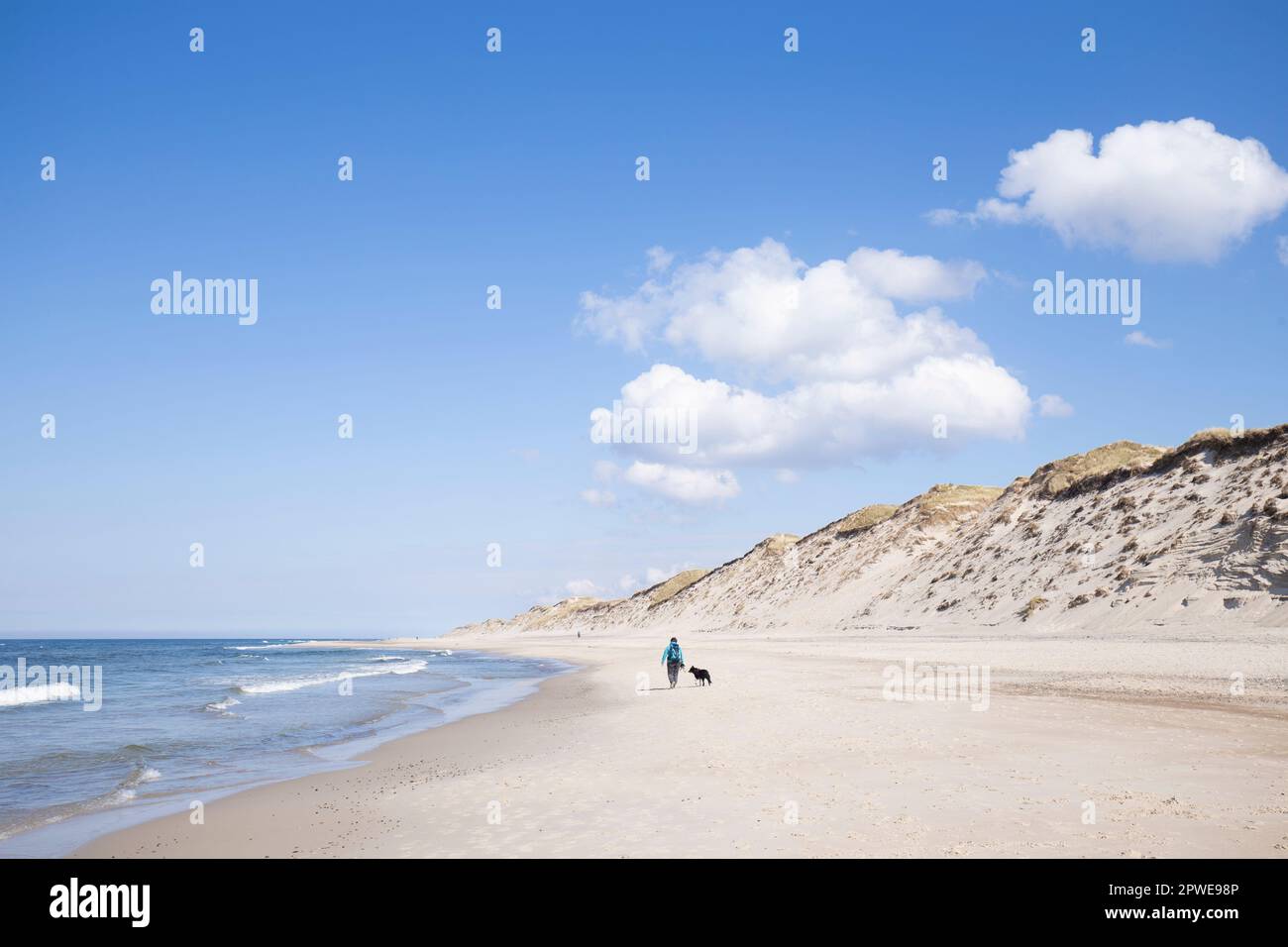 Spaziergänger am Meer, Spaziergänger mit Hund am Meer, Walkers au bord de la mer, marcheurs avec le chien au bord de la mer Banque D'Images