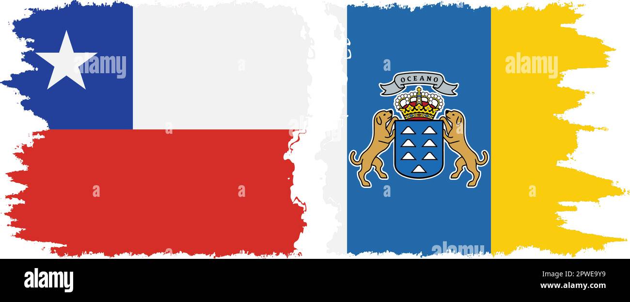Îles Canaries et Chili grunge drapeaux connexion, vecteur Illustration de Vecteur