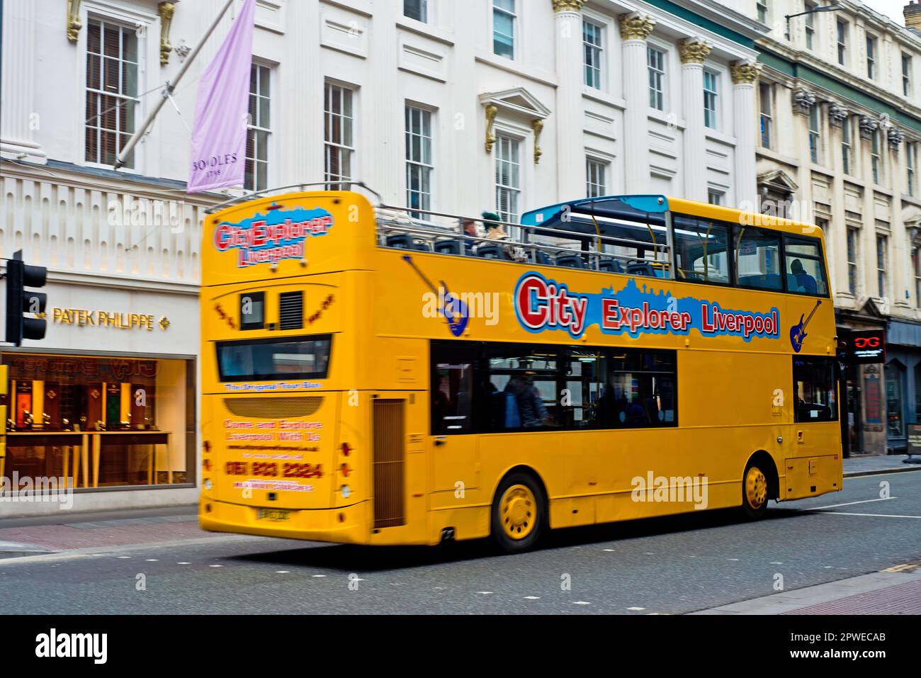 City Explorer bus, Liverpool, Merseyside, Angleterre Banque D'Images
