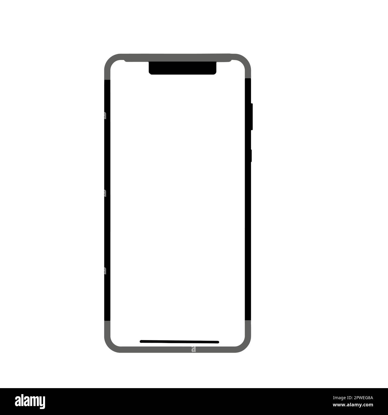 Modèle réaliste de téléphone cellulaire avec écran vide isolé sur fond blanc Banque D'Images