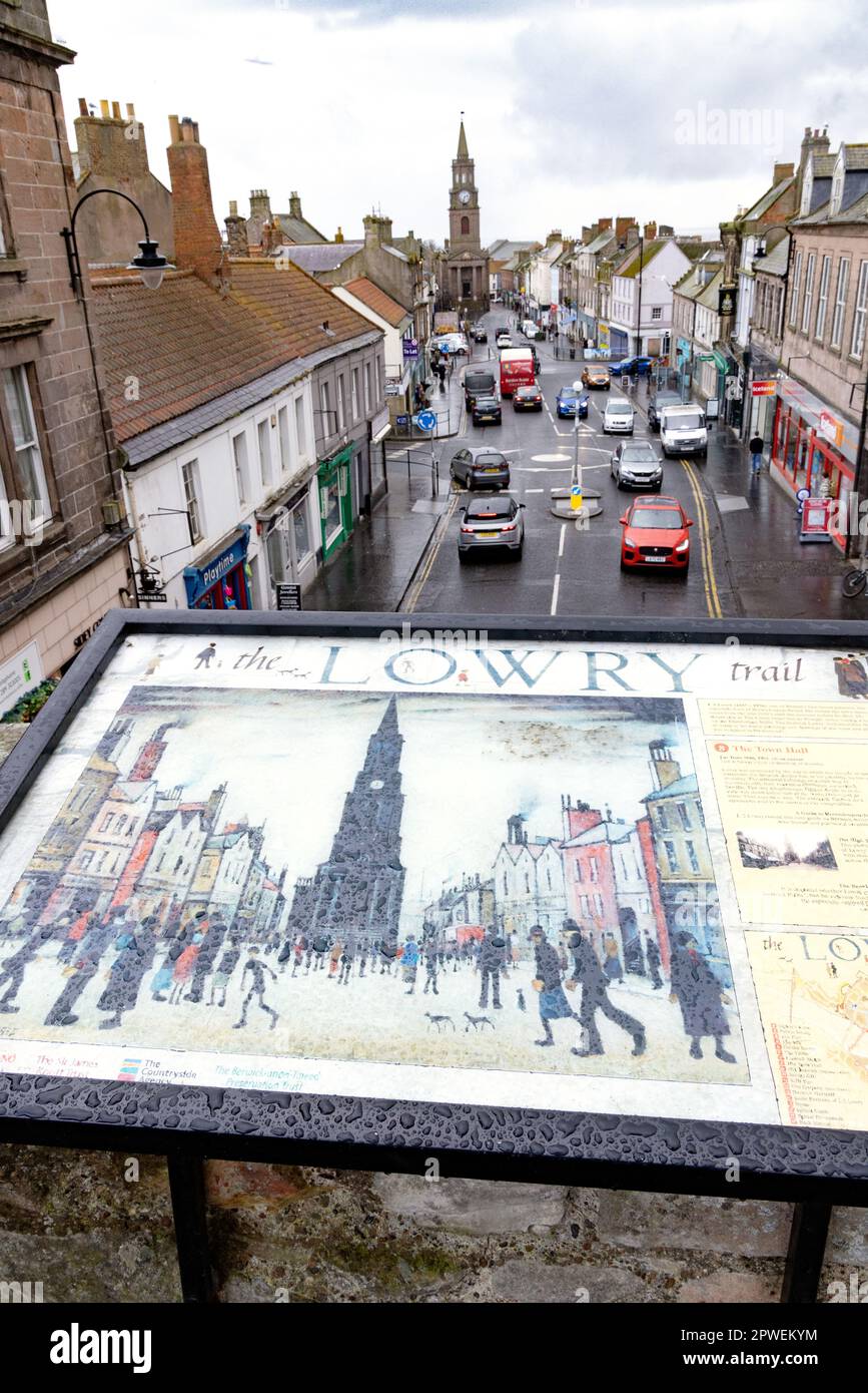 Berwick upon Tweed, marche sur la piste Lowry - vue sur High Street aka. Marygate, de la promenade des remparts de la ville; Berwick upon Tweed, Northumberland, Royaume-Uni Banque D'Images