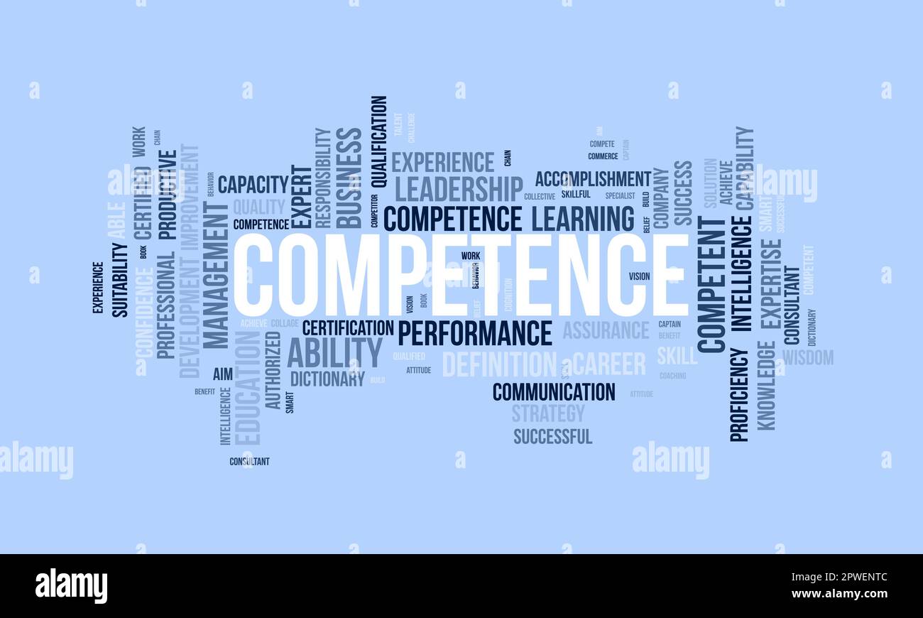 Concept de fond de nuage de mots pour la compétence. Leadership performance capacité accomplissement attitude pour l'expertise des connaissances. illustration vectorielle. Illustration de Vecteur