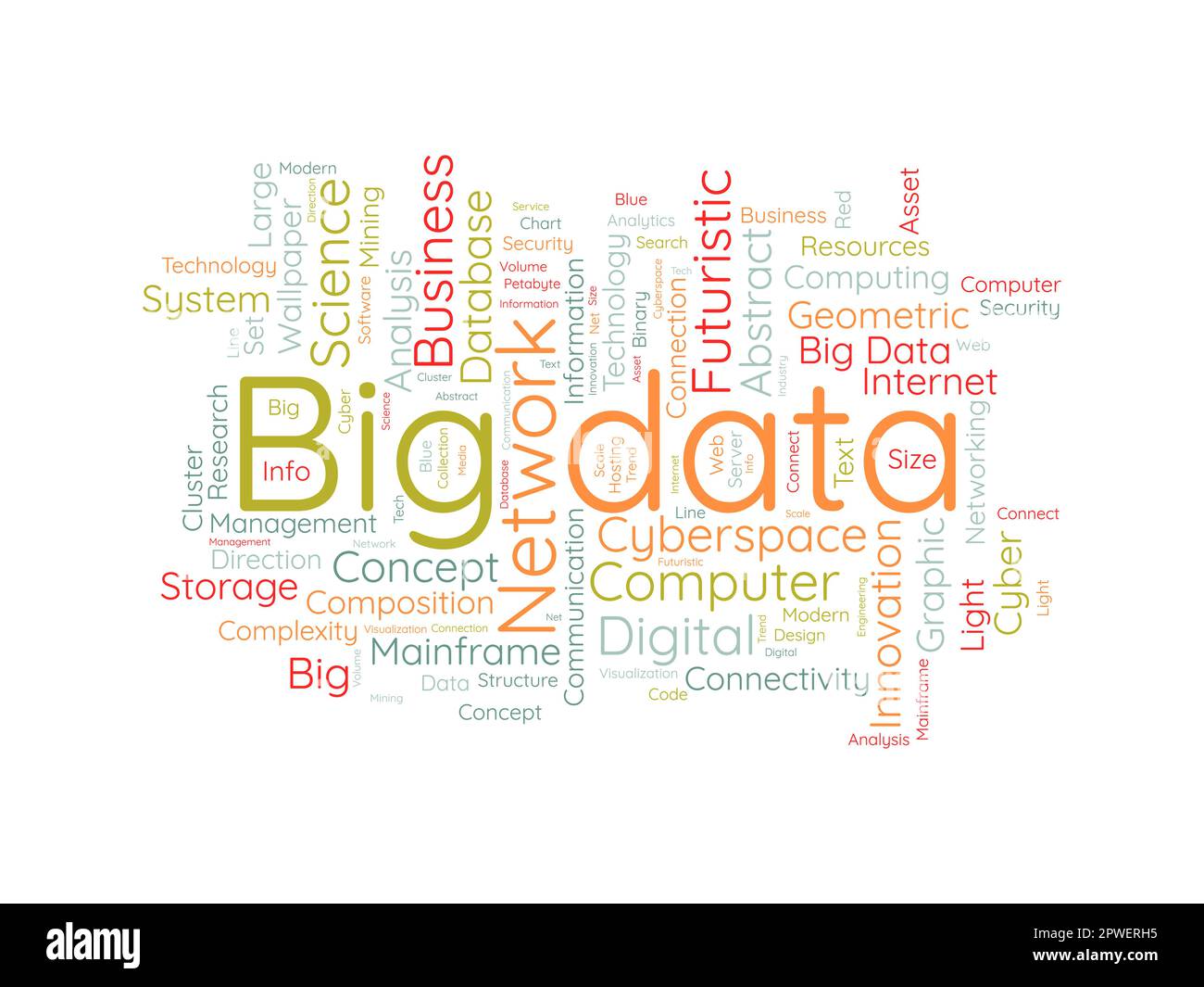 Concept d'arrière-plan Word Cloud pour Big Data. Réseau de technologie Internet avec concept d'analyse de données dans le cloud. illustration vectorielle. Illustration de Vecteur