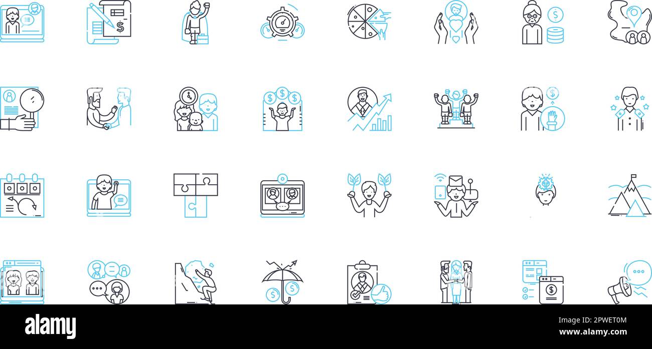 Ensemble d'icônes linéaires de gestion d'entreprise. Leadership, stratégie, comptabilité, innovation, culture organisationnelle, Prise de décision, vecteur de ligne de délégation Illustration de Vecteur