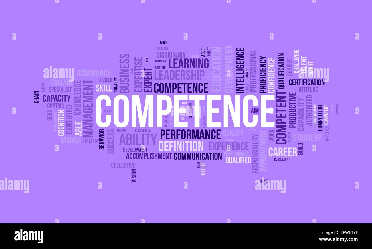 Concept de fond de nuage de mots pour la compétence. Leadership performance capacité accomplissement attitude pour l'expertise des connaissances. illustration vectorielle. Illustration de Vecteur