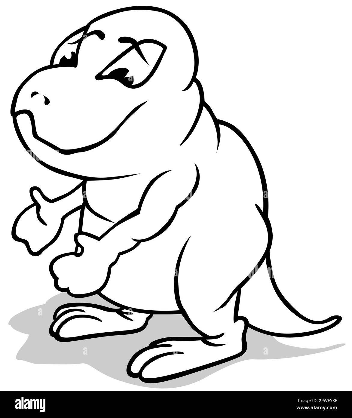 Dessin d'un dinosaure drôle avec un ventre gras Illustration de Vecteur