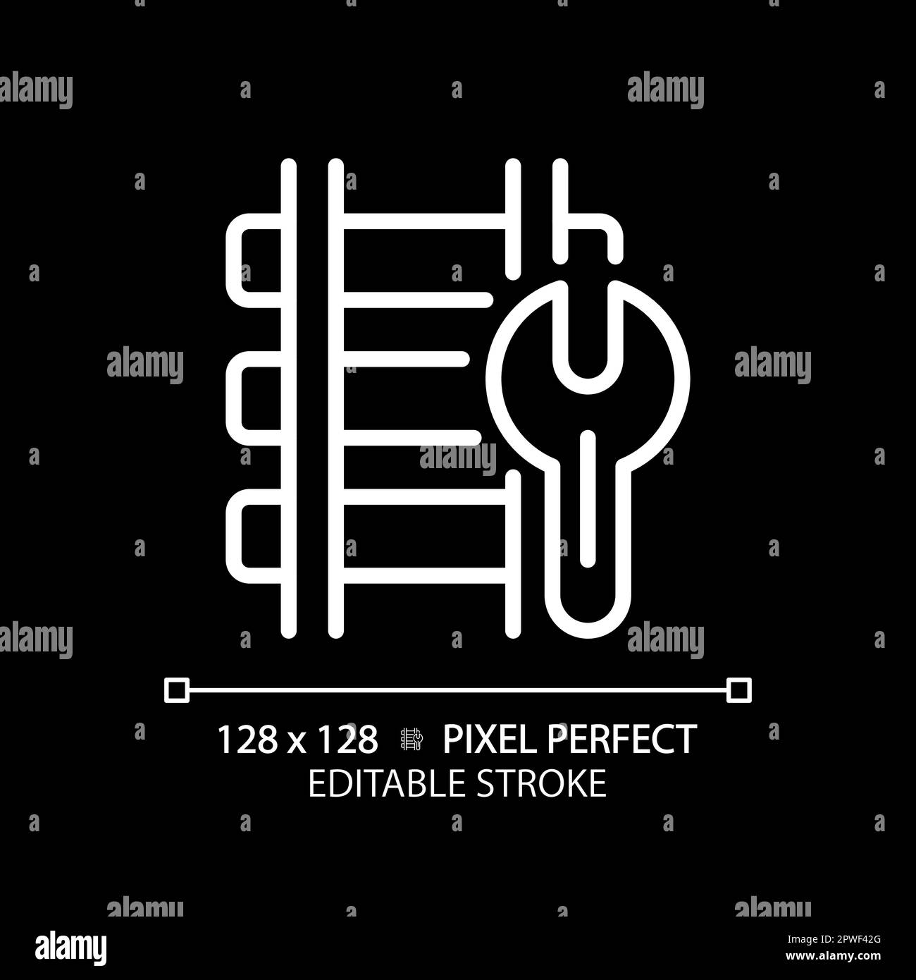 Pixel d'entretien ferroviaire icône linéaire blanche parfaite pour thème sombre Illustration de Vecteur